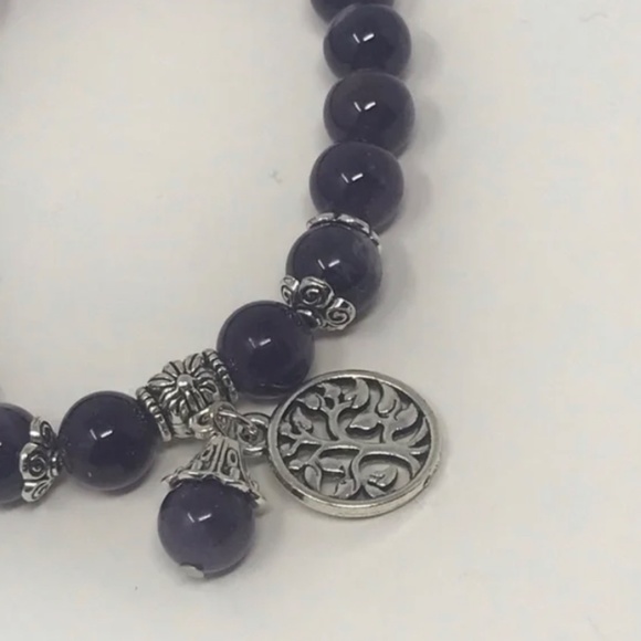 CJSA Natural Stone Amethyst Strand Bracelet - Picture 4 of 6